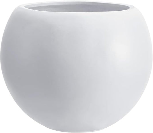 13.5 H x 17" Dia (12" Pot Opening) Round Fiberstone Planter with Drainage Hole, Indoor/Outdoor Large Plant/Christmas tree decor Pot for Home Patio Garden, Ideal for Large Plants -White, 17in