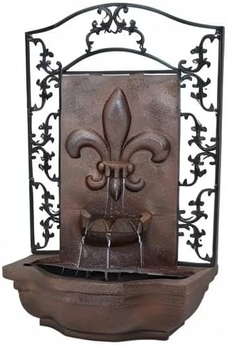 Sunnydaze 33" Outdoor Wall Water Fountain with Pump - Iron - French Lily - Electric