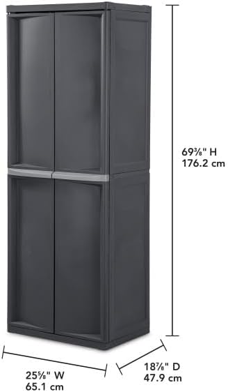 Sterilite 4 Shelf Cabinet, Heavy Duty and Easy to Assemble Plastic Storage Unit, Organize Bins in the Garage, Basement, Attic, Mudroom, Gray, 1-pack - Image 3