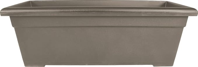 The HC Companies 28 Inch Romana Planter Box with Drainage Plug, Lightweight UV-Resistant Plastic Outdoor Planters, 1-Pack Flower Box for Garden, Patio, Balcony, and Fence, Cappuccino