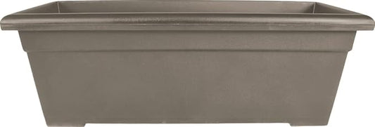 The HC Companies 28 Inch Romana Planter Box with Drainage Plug, Lightweight UV-Resistant Plastic Outdoor Planters, 1-Pack Flower Box for Garden, Patio, Balcony, and Fence, Cappuccino