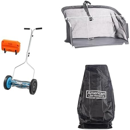 American Lawn Mower 14-Inch 5-Blade Push Reel Lawn Mower with Sharpener, Grass Catcher & Storage Cover Bag Bundle by AmericanLawnMowerCompany