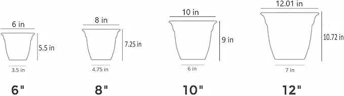 The HC Companies 6 Inch Eclipse Square Planter with Saucer - Indoor Outdoor Plant Pot for Flowers, Vegetables, and Herbs, Warm Gray (Pack of 2)