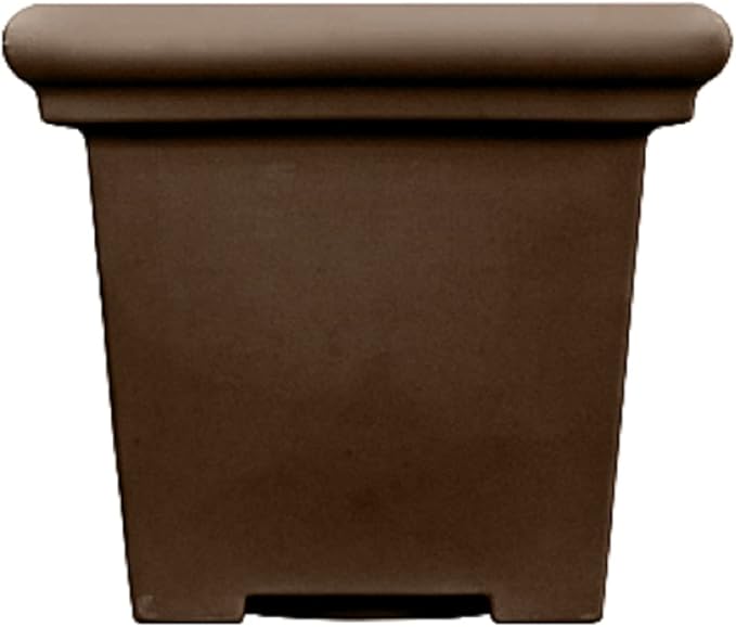 The HC Companies Terrazzo Square Plant Pot w/Drainage - Classic Planters for Outdoor Plants & Indoor Plants - Large UV-Resistant Plastic Pots for Plants (24”, Chocolate, Pack of 1)