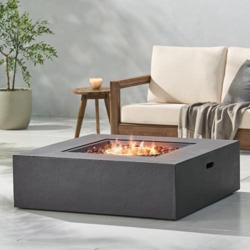 Christopher Knight Home Aidan Outdoor 50,000 BTU Square Fire Pit (No Tank Holder) - Lightweight Concrete - Dark Gray - Image 2