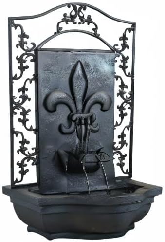 Sunnydaze 33" Outdoor Wall Water Fountain with Pump and Panel - Lead - French Lily - Solar-Powered