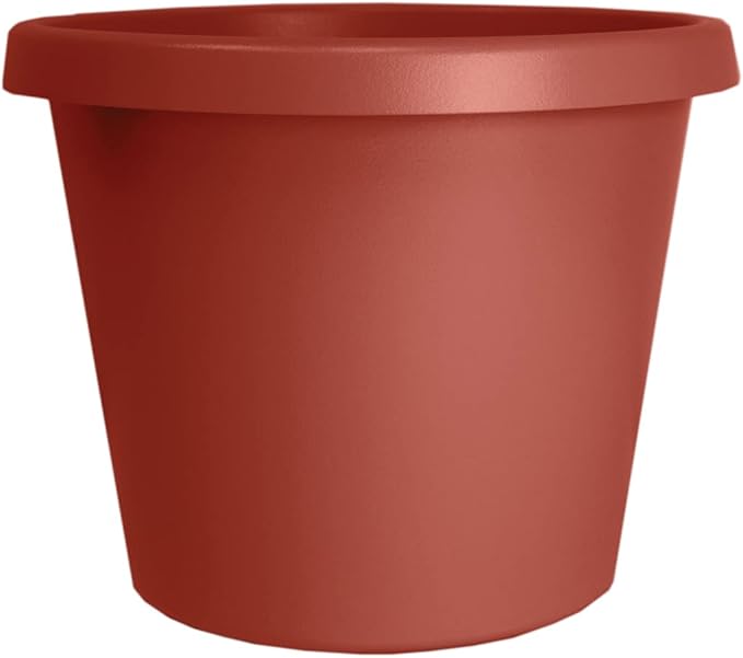 The HC Companies 20 Inch Round Prima Planter - Large Plastic Plant Pot with Rolled Rim for Indoor Outdoor Plants Flowers Herbs, Clay