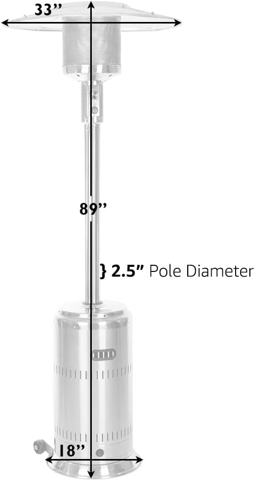 Fire Sense 63717 Performance Series Patio Heater With Wheels 46,000 BTU Output Electronic Ignition System Portable Outdoor Propane Heater For Residential - Espresso