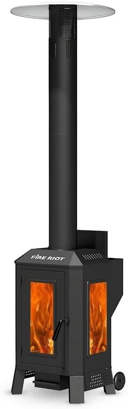 Outdoor Patio Heaters, 75,000 BTU Wood Pellet Outdoor Patio Heater with Glass Window, Pellet Heaters for Outdoor Use, Home, Gardens & Commercial