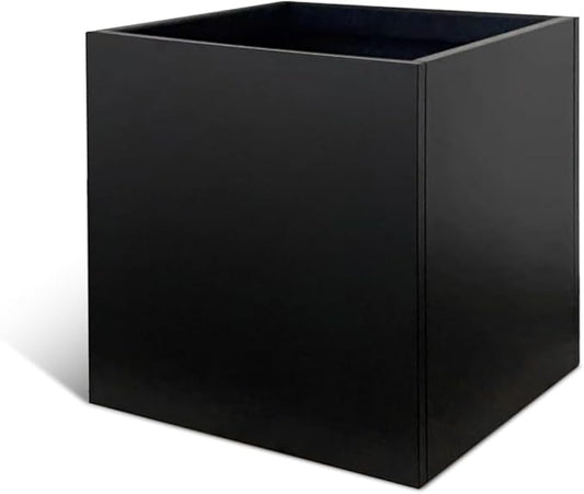 Galvanized Steel Black Planter Box Square 28 in Metal Large Planter Box Outdoor Indoor Huge Cube Heavy Duty Flower Pot Modern Commercial Residential for Patio, Yard, Garden