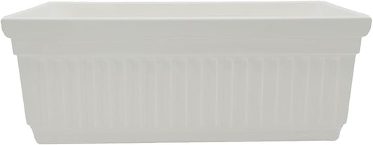 The HC Companies Venetian Window Planter Box w/Drain Plug - Long Planter Box for Windowsills, Balconies & More - Plastic Rectangular Outdoor Planters for Herbs & Flowers (18" White, Pack of 1)