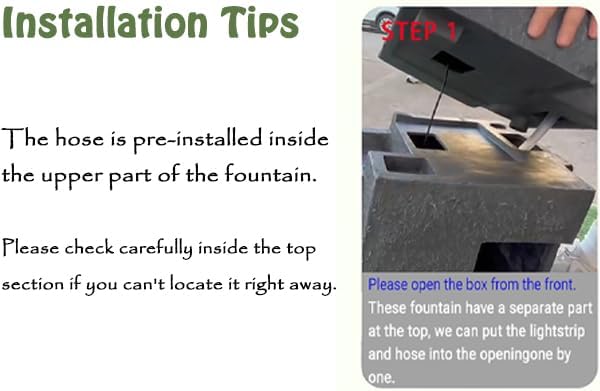 Water Fountain Outdoor Garden Waterfall Freestanding Cascade Tiered Fountains Water Feature with LED Lights for Patio Backyard Pool Home Decor, 32.5 inches Long, Gray