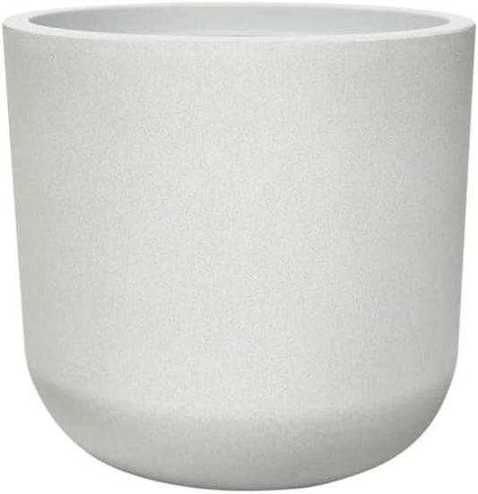 11 Inch White Planter, Large Plastic Plant Pots with Drainage Holes and Rubber Plug, UV Resistant Indoor Outdoor Flower Pot, Modern Decorative Cylinder for Home & Office, Chalk White