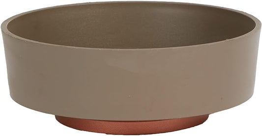The HC Companies 8 Inch Round Plastic Succulent Capri Bowl 8"x8"x3" in Artisan Taupe with Copper Bottom Color