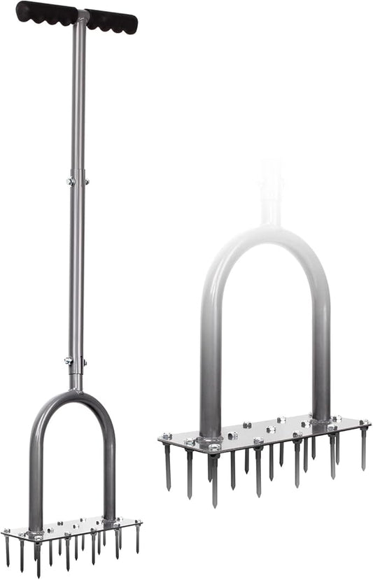 Walensee Lawn Aerator Spike Metal Manual Dethatching Soil Aerating Lawn with 15 Iron Spikes, Pre-Assembled Grass Plug Aerator Tools for Yard, Lawn Aeration, Garden Tool, Revives Lawn Health, Patented by Walensee