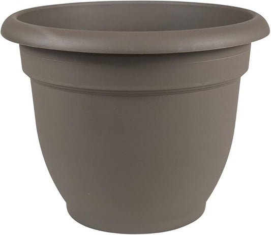 Bloem Ariana 16" Peppercorn Round Self-Watering Resin Planter Pot - Rolled Rim Indoor and Outdoor Gardening Planter