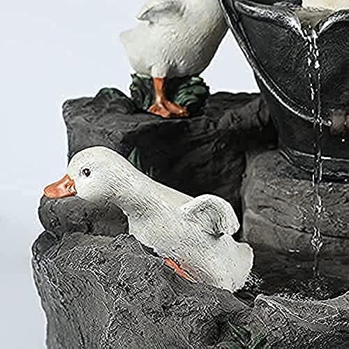Outdoor Duck Fountain Ornaments with Solar Light, Garden Duck/Squirrel Statue, Yard Art Water Fountain Decoration, for Lawn Yard Patio Pond or Yard，5.91inx3.94in