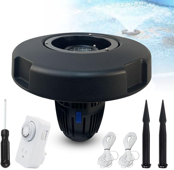 Pond Fountain Aerator， Floating Fountain with 8000 GPH Fountain Pump, 50’ Power Cord, Classic Crown Spray Pattern 4’x9’ for Pond, Lake, Swimming Pool &Water Garden.