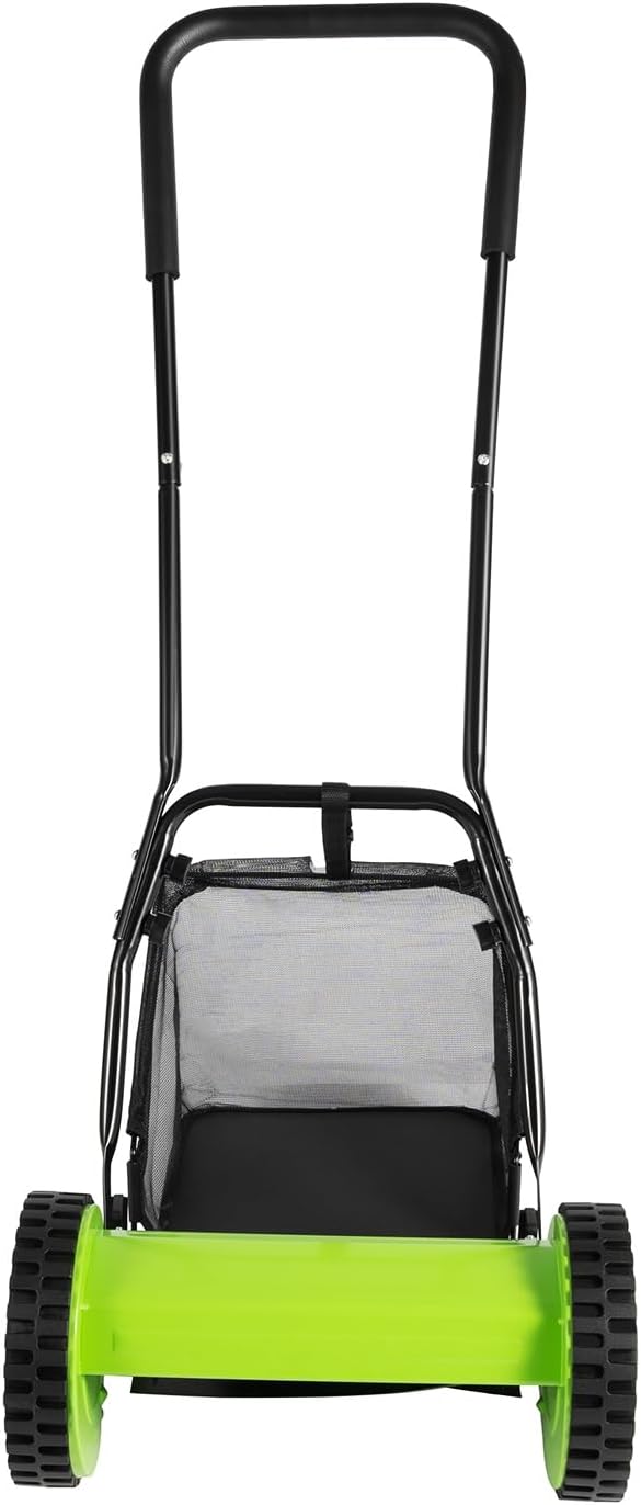 12in Manual Push Reel Lawn Mower Push Lawn Sweeper with 23L/6 Gallons Collection Bag, 5 Bladesfor Lawn Soil Garden Yard, Lawns, Parks, Golf Courses, Sidewalks, Driveways by Unknown