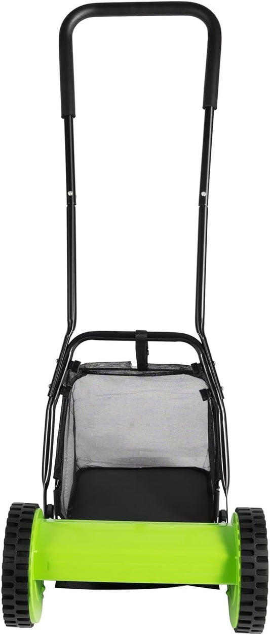 12in Manual Push Reel Lawn Mower Push Lawn Sweeper with 23L/6 Gallons Collection Bag, 5 Bladesfor Lawn Soil Garden Yard, Lawns, Parks, Golf Courses, Sidewalks, Driveways by Unknown