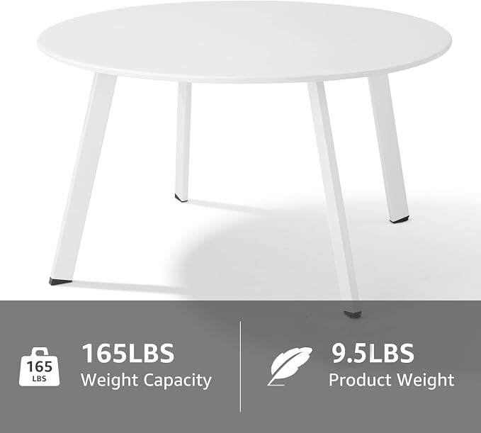 Meluvici Outdoor Patio Coffee Table Set of 2, Weather Resistant End Table, Round Nesting Tables for Living Room Balcony Office, White - Image 6