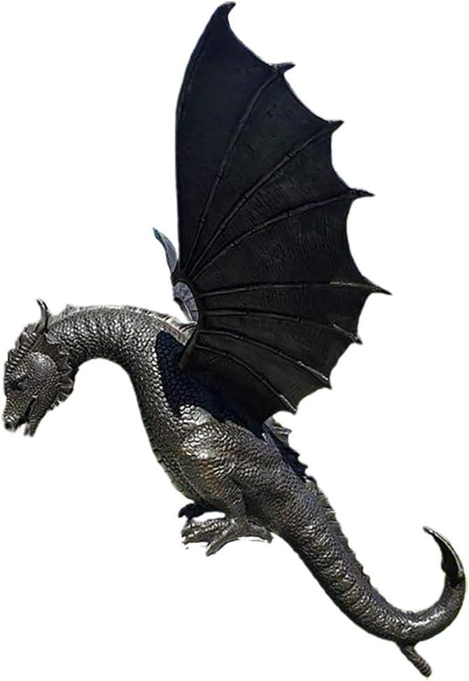 Dragon Fountain Statue, Garden Statue Sculpture Fountain, Resin Dragon Craft Decoration, Outdoor Water Feature Statue for Garden, Yard, Lawn, 35X30X23M, Bronze