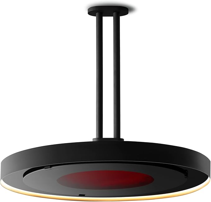 Bromic Eclipse Smart Heat 2900W Electric Patio Heater - Dimmable LED Light Ring, Radiant Heat, 220V-240V, Black Finish - BH0920001-1