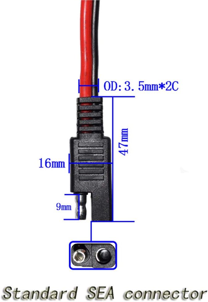 14AWG SAE DC Power Automotive Connector Cable Y Splitter 1 to 2 SAE Extension Cable, Fit for Suitable for Solar Battery Connection and Transfer 12inch/30cm - with Protective Cover - Image 2