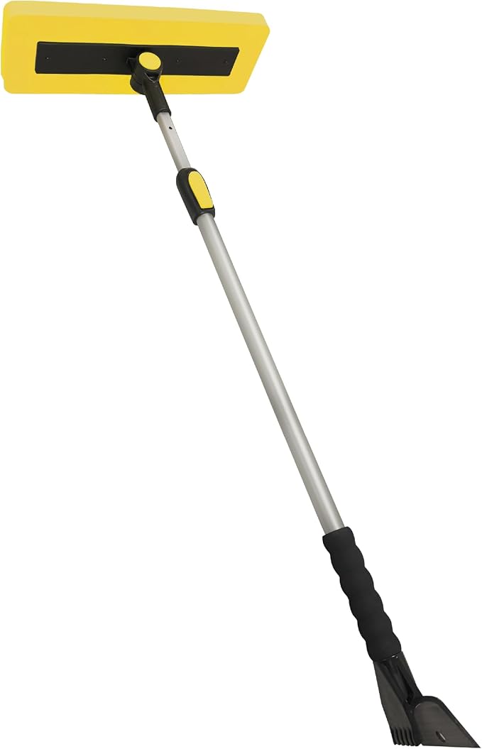 Snow Joe 2-in-1 Telescoping Snow Broom and Ice Scraper with 18-Inch Non-Scratch Foam Head - Car Cleaning Tool with Long Extendable Handle for Windshield, Roof, Truck, and SUV, SJBLZD-PRX by SnowJoe