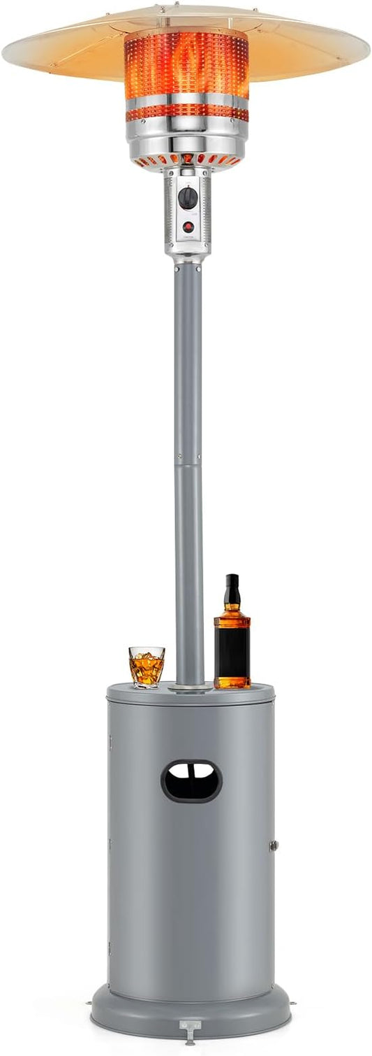 Giantex 50,000 BTU Propane Outdoor Heater, Patio Heater w/Round Table Design, Stainless Steel Burner, Tip-Over & Flame-Out Protection, Propane Heater w/Wheels for Backyard, Garden, Commercial (Grey)