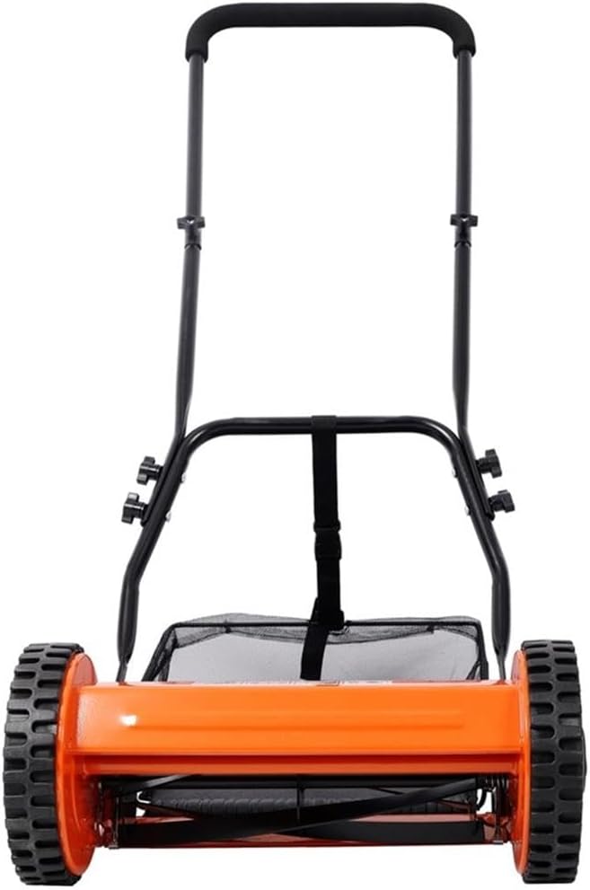 14-Inch 5-Blade Push Reel Lawn Mower with Grass Catcher Orange - Image 7