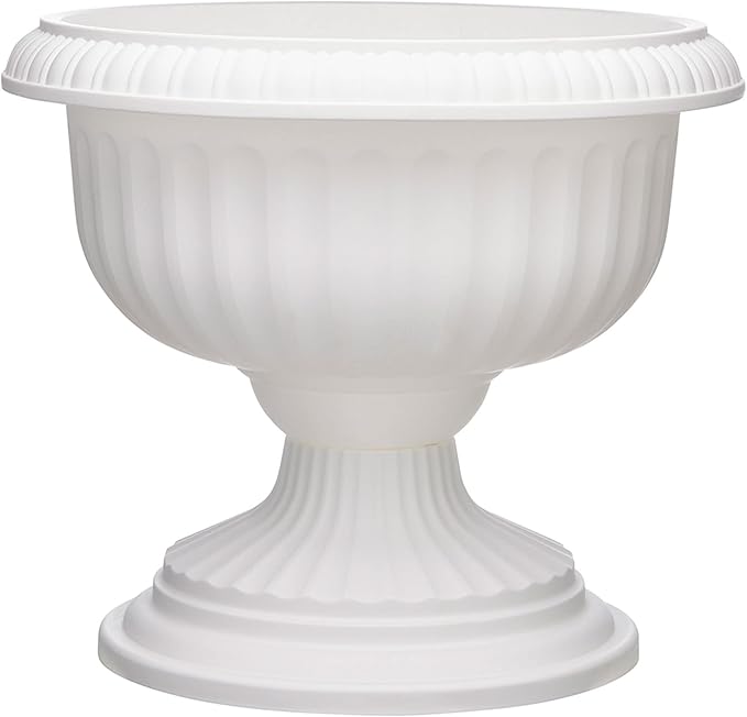Southern Patio Dynamic Indoor Outdoor 18" Resin Grecian Style Urn Accent Planter Pot, White (2 Pack)