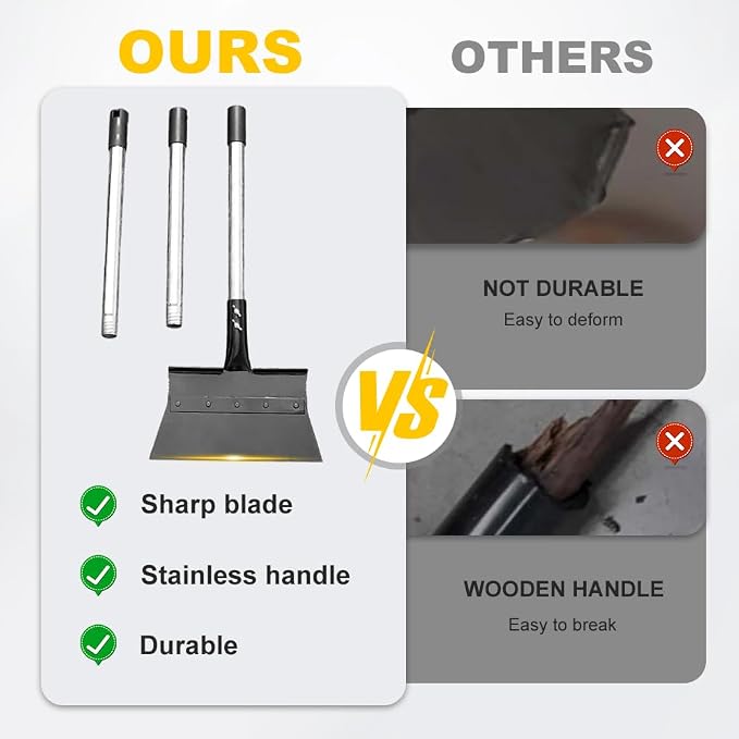 Snow Shovel for Driveway Ice Scraper, Heavy Duty Ice Chopper 53" Multifunctional Cleaning Shovel Ice Removal Tool, Wider Garden Flat Floor Scraper for Sidewalk Lawn Garden Farm Yard (1) - Image 4