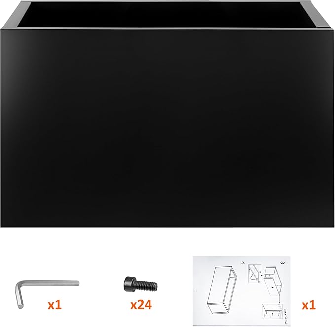 36"x12"x20" Large Metal Planter Box, Heavy-Duty Rust Resistant Steel Planter with Drainage Hole, Modern Rectangular Planter for Outdoor Indoor Patio Garden Yard (Black)