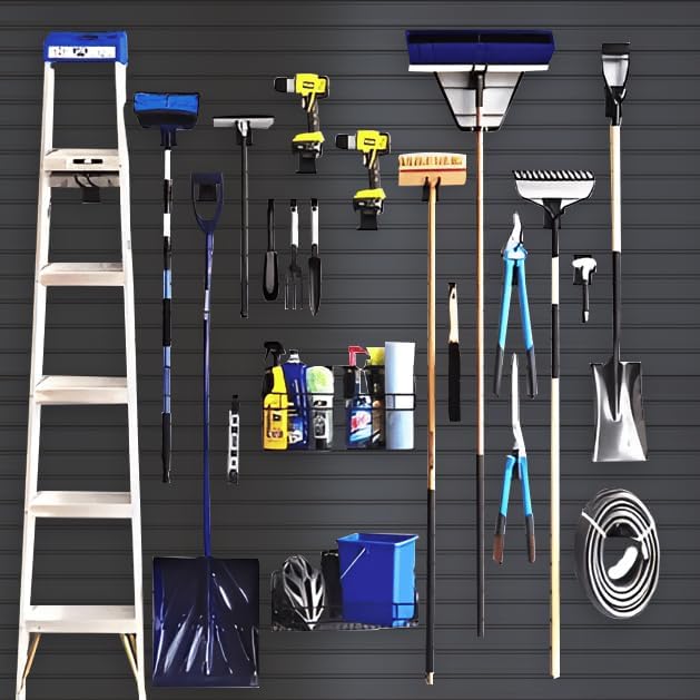 NeatiEase Slatwall Panel Wall Storage Systems, 2 x 4ft Slat Wall Paneling Garage Wall Organizer, Heavy Duty Wall Mounted PVC Wall Rack (Black) - Image 5