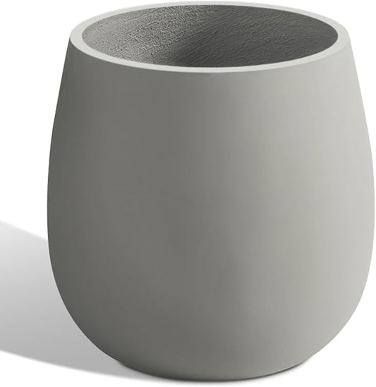 Oval Concrete Planters for Outdoor Plants, Large Tall Cement Flower Pots Indoor for Garden, Front Porch, Patio (Gray)