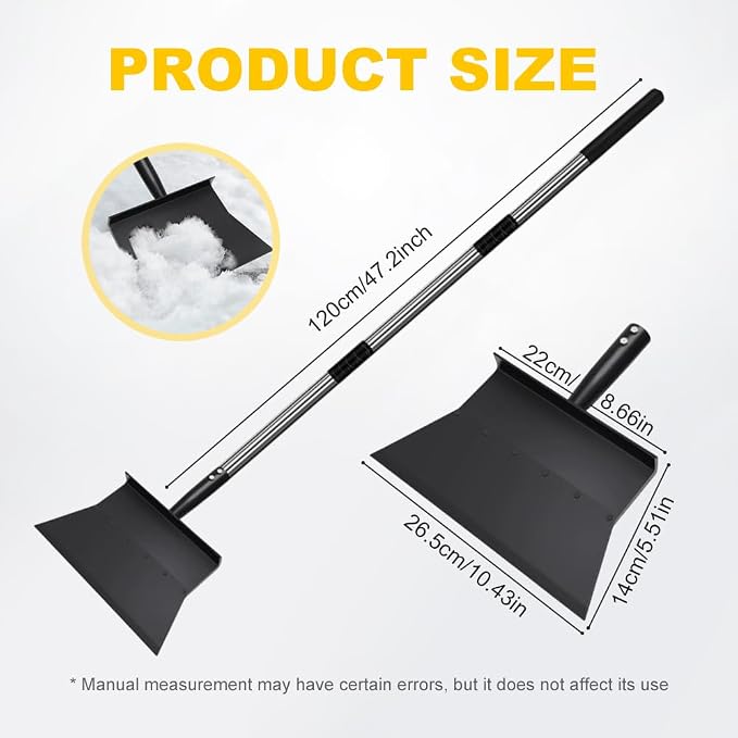 Snow Shovel for Driveway Ice Scraper, Heavy Duty Ice Chopper 53" Multifunctional Cleaning Shovel Ice Removal Tool, Wider Garden Flat Floor Scraper for Sidewalk Lawn Garden Farm Yard (1) - Image 6