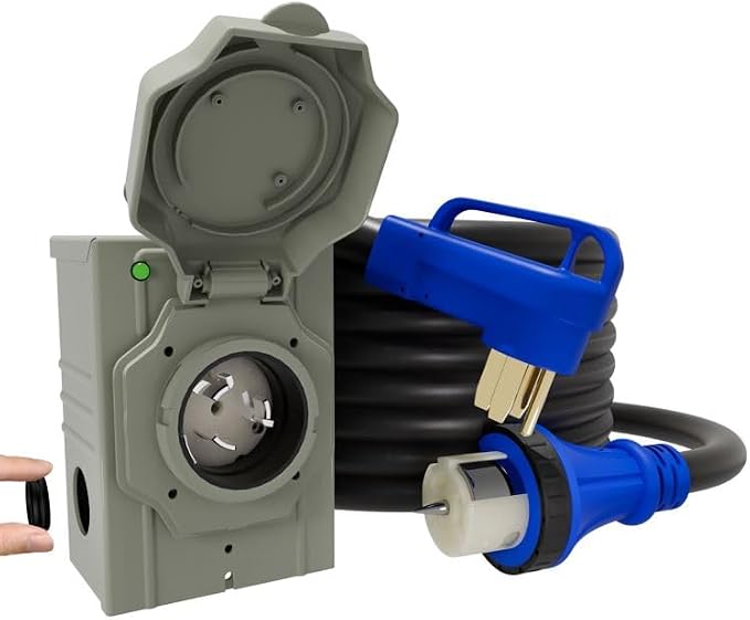 50AMP 15Feet Generator Cord with Pre-drilled Power Inlet Box, 4 Prong 125V/250V NEMA 14-50P Male to SS2-50R, STW 6/3+8/1 AWG Twist Locking with Inlet Box for Generator to House, UL&ETL Listed by Landnor