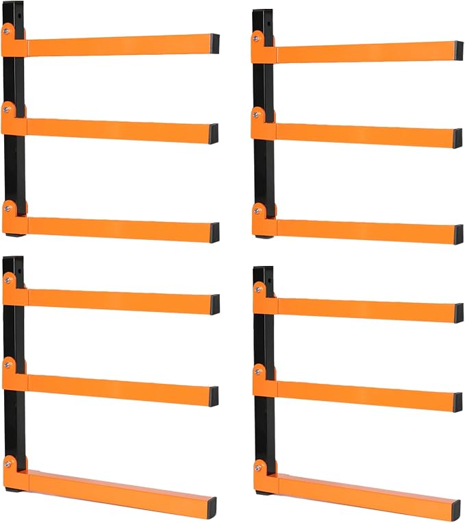Wall Mounted Lumber Storage Rack and Wood Organizer, Heavy Duty Steel Shelf Brackets for Garages Workshops & Outdoor Sheds, Space Saving Metal Wall Rack - Image 9