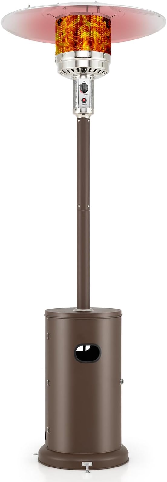 Happygrill 50,000 BTU Outdoor Heater, Round Propane Patio Heater with Stainless Steel Burner, Tip-Over & Flame-Out Protection & Wheels, Outdoor Heaters for Patio (Brown)