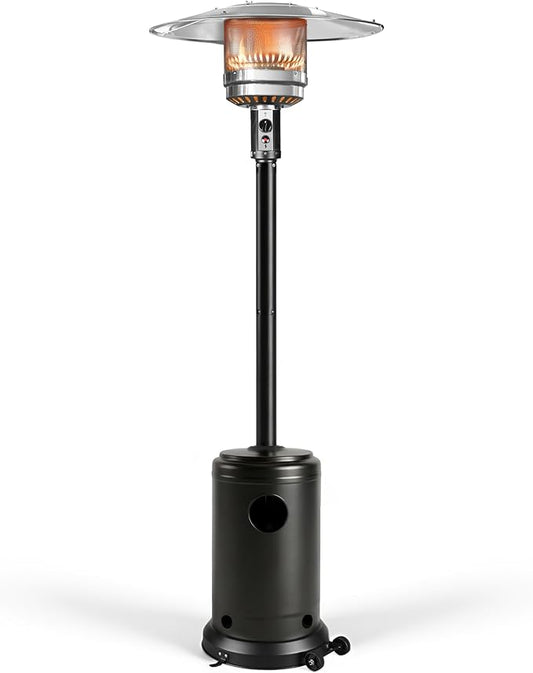 Ignovate 49,000 BTU Outdoor Propane Patio Heater with Wheels – Durable Powder-Coated Steel Gas Heater with Easy Ignition & Safety Shut-Off for Patio, Backyard, Garden, Restaurant