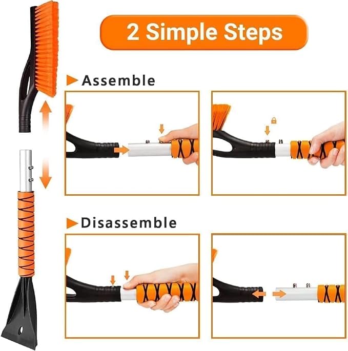 Snow Brush & Ice Scraper, 27 Inch, Ice Scrapers for Car Windshield, Detachable Snow Removal Tool with Ergonomic Foam Grip for Cars, Trucks, Suvs (Heavy Duty Abs, PVC Brush) - Image 3