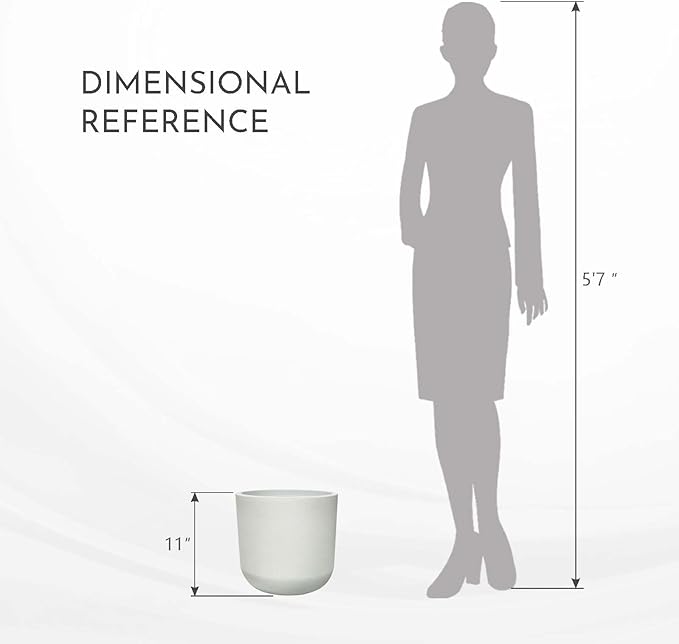 11 Inch White Planter, Large Plastic Plant Pots with Drainage Holes and Rubber Plug, UV Resistant Indoor Outdoor Flower Pot, Modern Decorative Cylinder for Home & Office, Chalk White