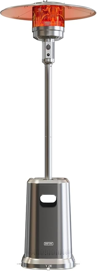 EAST OAK Anti-rust 50,000 BTU Patio Heater for Outdoor Use With Double-Layer Stainless Steel Burner, Table Design and Wheels, Propane Patio Heater for Home and Commercial, Stainless Steel