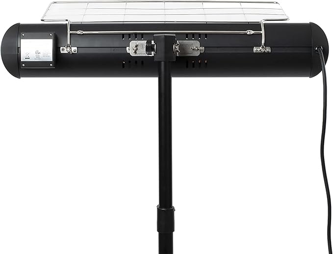 Sengoku HeatMate Weatherproof Outdoor Graphite Heater with Tripod Stand and Remote Control for Decks, Patios, and Backyard Areas, Silver