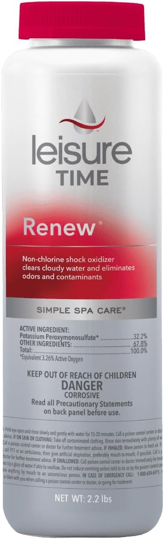 Leisure Time RENU2 Renew Non-Chlorine Shock Treatment, Non-Chlorine Oxidizer for Hot Tubs and Spas, Restores Water Clarity and Freshness, Gentle on Skin, 2.2 lbs by Solenis