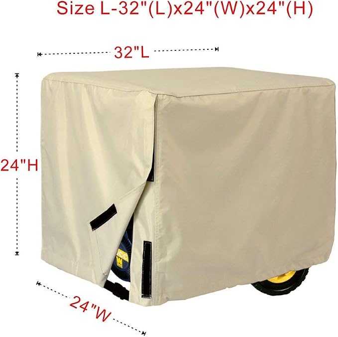 Porch Shield Waterproof Universal Generator Cover 32 x 24 x 24 inch, for Most Generators 5000-10000 Watt, Light Tan - Image 2