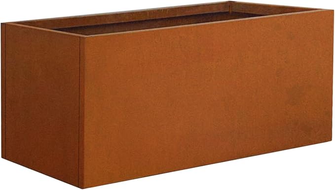 Corten Steel Planter Box Metal Outdoor Large Steel Rectangular 36" L x 12" W x 16" H Rectangule Rustic for Commercial Residential Patio and Backyard