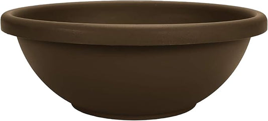 The HC Companies 15.5 Inch Garden Bowl Planter - Shallow Plant Pot with Drainage Plug for Indoor Outdoor Flowers, Herbs, Chocolate