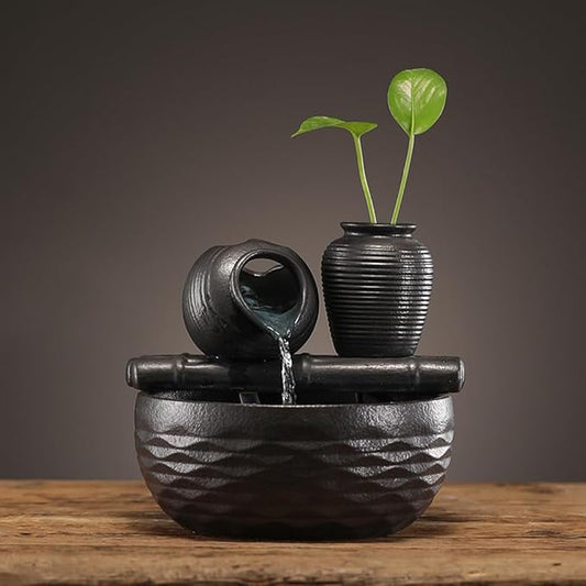 Ceramic Tabletop Desktop Fountain Water Feature Decoration Indoor Home Office